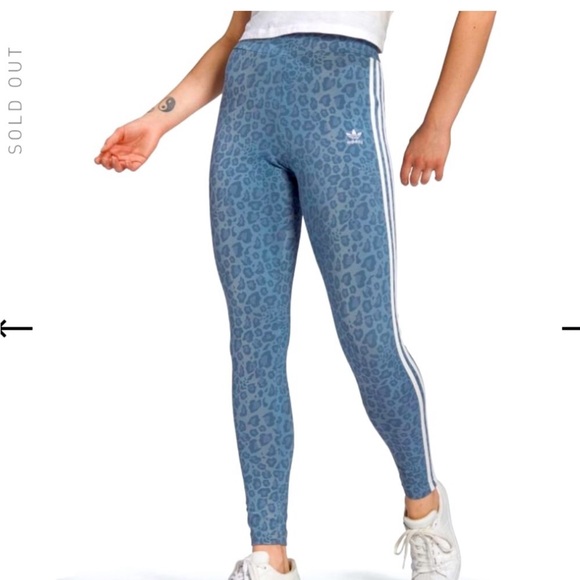 Adidas blue leopard print leggings - Picture 1 of 13